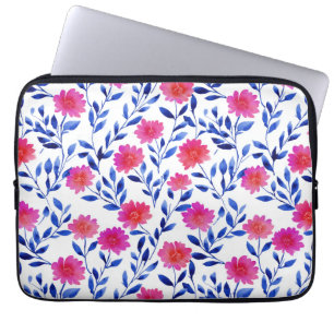 Housse Pour Ordinateur Portable Fuchsia Rose Fleurs Élégantes Aquarelle Florale