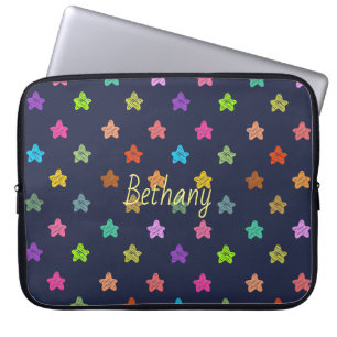 Housse Pour Ordinateur Portable Fun Colorful Doodore Stars sur Bleu Personnalisé