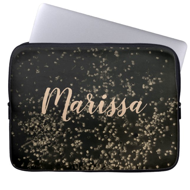 Housse Pour Ordinateur Portable Fun Personnalisé Chic Gold Confetti (Devant)