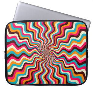 Housse Pour Ordinateur Portable Funky ondulé multicolore sunburst art arrière - pl