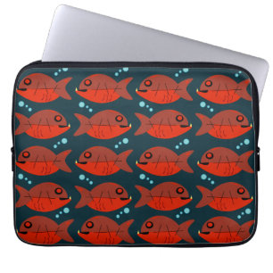 Housse Pour Ordinateur Portable Funky Red Retro Piranha Fish Art Motif