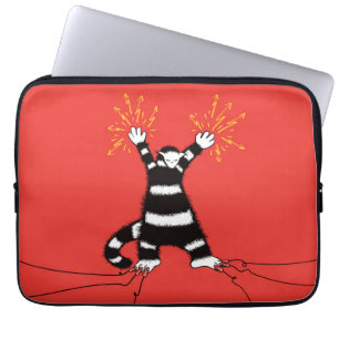 Housse Pour Ordinateur Portable Funny Cat Ingénieur électrique Rouge