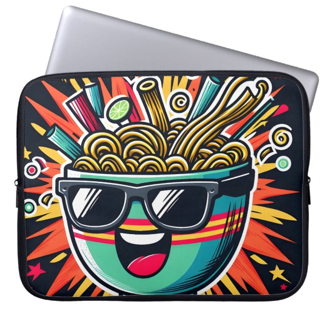 Housse Pour Ordinateur Portable Funny Cute Noodle Cartoon Ramen Bowl (Devant)
