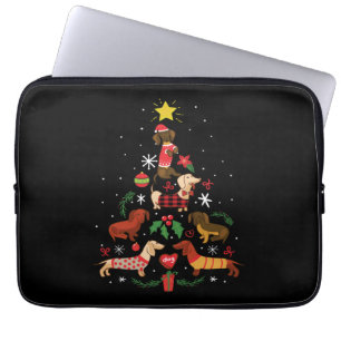 Housse Pour Ordinateur Portable Funny Dachshund sapin de Noël