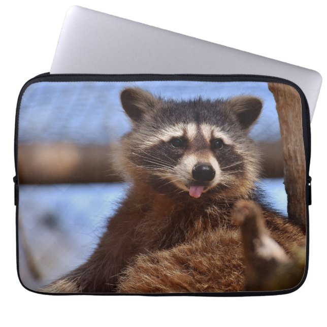 Housse Pour Ordinateur Portable Funny Raccoon Sticking It's Tongue Out (Devant)