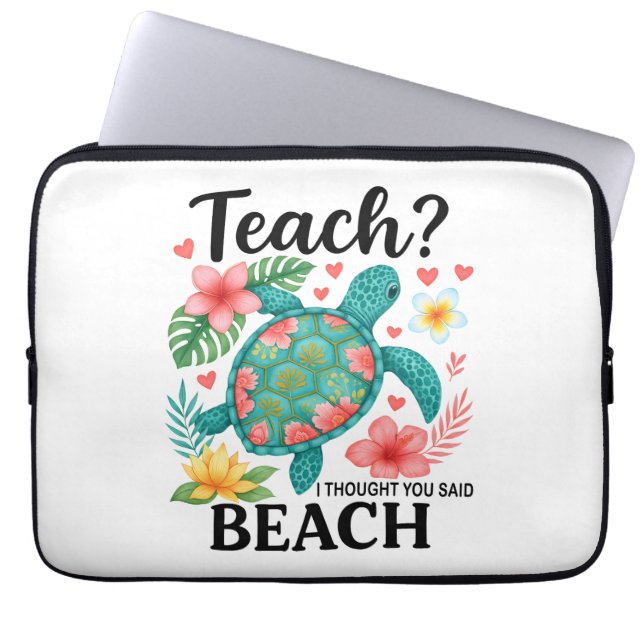 Housse Pour Ordinateur Portable Funny Teacher Beach Tortue d'été (Devant)