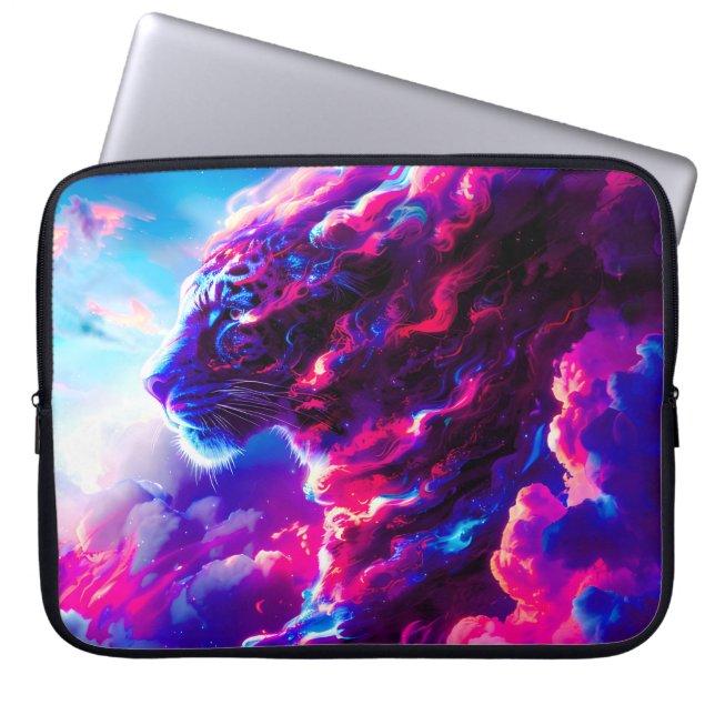 Housse Pour Ordinateur Portable Futuristic Cosmic Neon Leopard  (Devant)