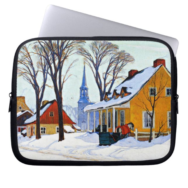 Housse Pour Ordinateur Portable Gagnon - Matin d'hiver, Baie-Saint-Paul (Devant)