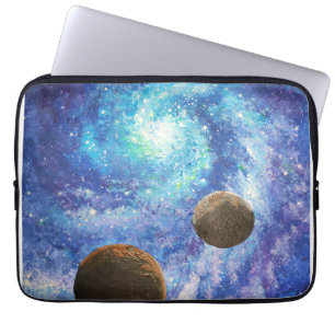Housse Pour Ordinateur Portable Galaxie bleue et planètes