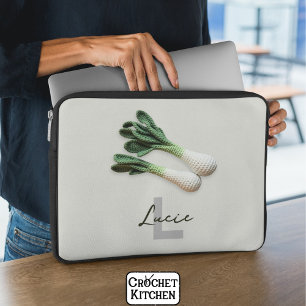 Housse Pour Ordinateur Portable Gardener vert minimaliste Crochet Leeks Nom