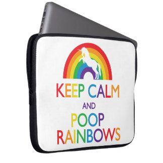 Housse Pour Ordinateur Portable Gardez la licorne d'arcs-en-ciel de calme et de