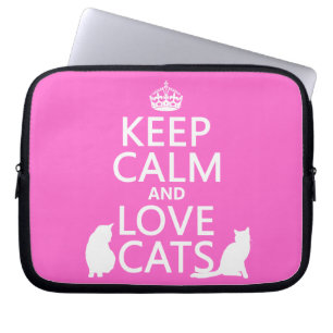 Housse Pour Ordinateur Portable Gardez le calme et aimez les chats