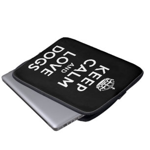 Housse Pour Ordinateur Portable Gardez le calme et aimez les chiens