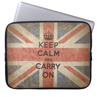 Housse Pour Ordinateur Portable Gardez le calme et continuez avec le drapeau