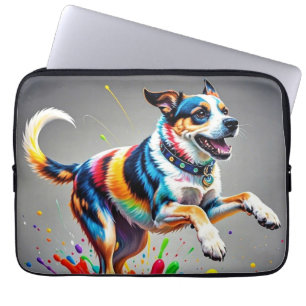 Housse Pour Ordinateur Portable Géant coloré joyeux chien amusant,