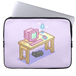 Housse Pour Ordinateur Portable Geeky Pastel rose Jaune Pixel Art Ordinateur