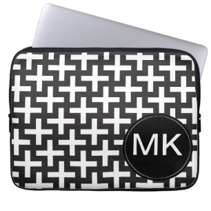 Housse Pour Ordinateur Portable Géométrie noir et blanc