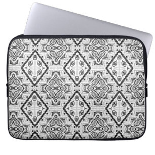Housse Pour Ordinateur Portable Géométrique, motif, noir et blanc