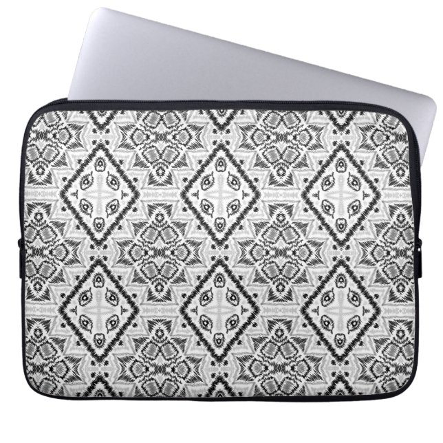 Housse Pour Ordinateur Portable Géométrique, motif, noir et blanc (Devant)