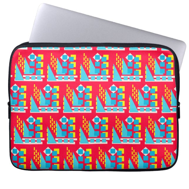Housse Pour Ordinateur Portable géométrique rouge jaune Abstrait (Devant)