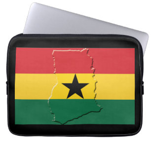 Housse Pour Ordinateur Portable GHANA Drapeau Carte Ordinateur Patriotique NOIR