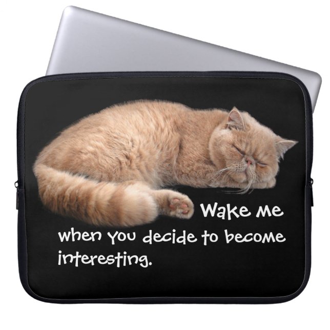 Housse Pour Ordinateur Portable Gingembre Dormir Chat Funny Wake Me Citation (Devant)