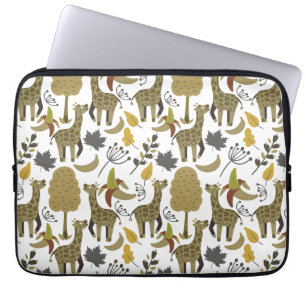 Housse Pour Ordinateur Portable Girafe sans couture motif jaune blanc haute