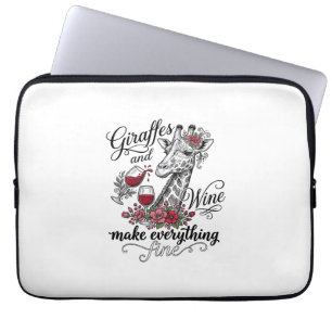 Housse Pour Ordinateur Portable Girafes Et Vin Gravure Vintage Design De T-Shirt_1