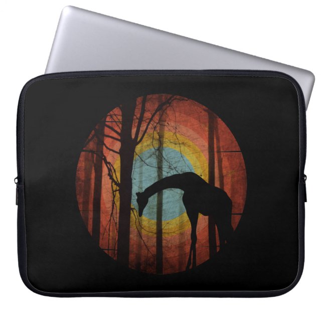 HOUSSE POUR ORDINATEUR PORTABLE GIRAFFE DANS LES BOIS FORET (Devant)