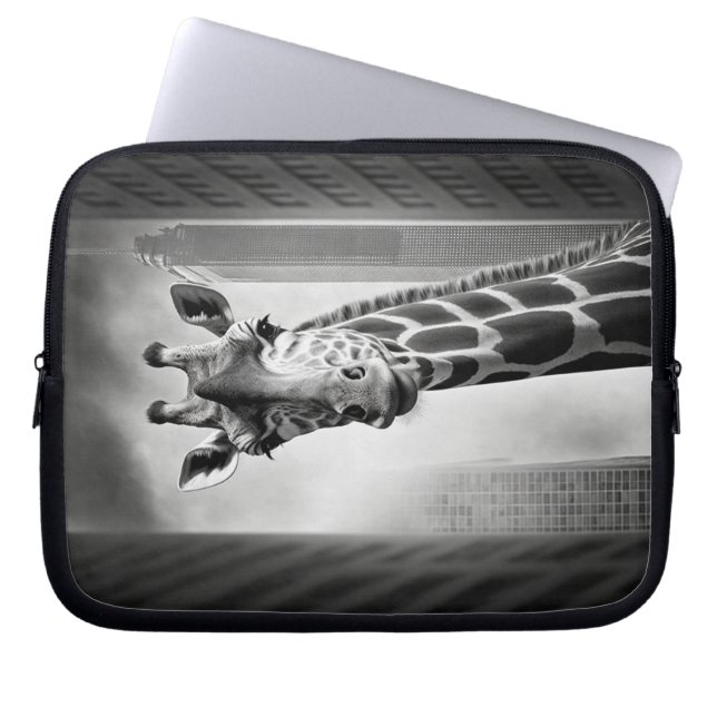 Housse Pour Ordinateur Portable Giraffe dans une cityscape (Devant)