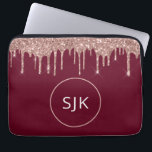 Housse Pour Ordinateur Portable Girly Burgundy Rose Gold Parties scintillant Drive<br><div class="desc">Girly Blush Pink - Rose Gold et Black Faux Parties scintillant Drips et Élégant Parkle Monogrammed Initials Coque. Ce coque peut être customisé pour inclure votre nom initial et prénom.</div>