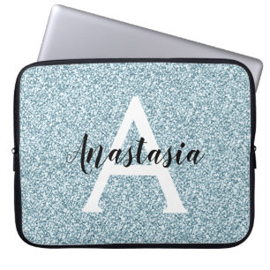 Housse Pour Ordinateur Portable Glam Blue Silver Parties scintillant étincelles No
