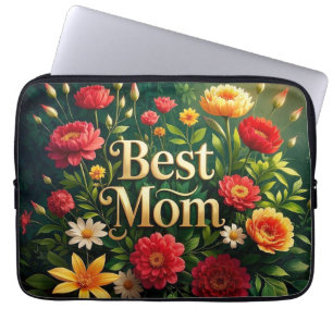 Housse Pour Ordinateur Portable Glam de belles fleurs florales pour la fête des mè