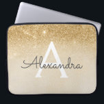 Housse Pour Ordinateur Portable Glam Gold Parties scintillant et Sparkle Chic Mono<br><div class="desc">Parties scintillant Gold Ombre Faux et Coque Monogramme moderne et élégant. Ce coque peut être customisé pour inclure votre nom initial et prénom.</div>