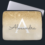 Housse Pour Ordinateur Portable Glam Gold Parties scintillant et Sparkle Chic Mono<br><div class="desc">Parties scintillant Gold Ombre Faux et Coque Monogramme moderne et élégant. Ce coque peut être customisé pour inclure votre nom initial et prénom.</div>
