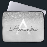 Housse Pour Ordinateur Portable Glam Parties scintillant en argent et étincelle ch<br><div class="desc">Parties scintillant Silver Ombre Faux et Coque Monogramme moderne et élégant. Ce coque peut être customisé pour inclure votre nom initial et prénom.</div>