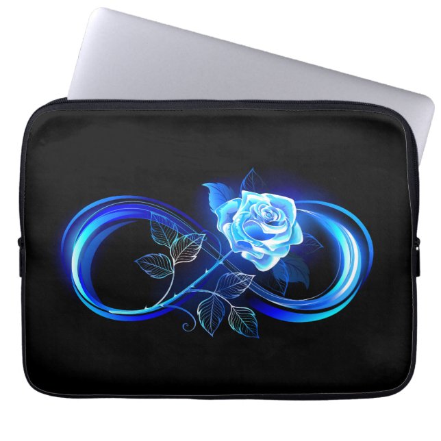 Housse Pour Ordinateur Portable Glowing infinity with blue rose (Devant)
