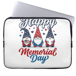 Housse Pour Ordinateur Portable Gnome patriotique Bonne Fête des Morts Vintage T-S