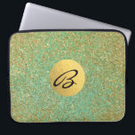 Housse Pour Ordinateur Portable Gold Parties scintillant Turquoise Aqua Green Glam<br><div class="desc">Manche personnalisée</div>