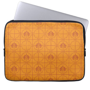 Housse Pour Ordinateur Portable Golden Lotus Grid Motif - Le Lotus Blanc