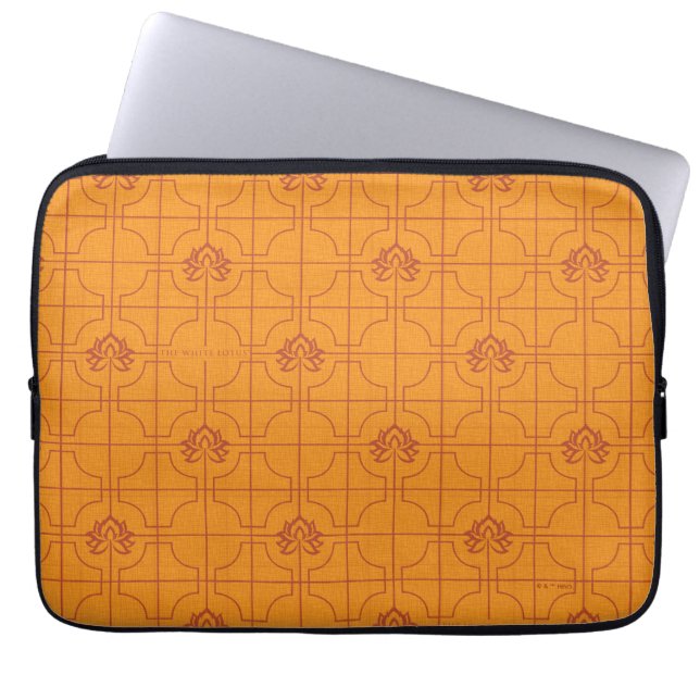 Housse Pour Ordinateur Portable Golden Lotus Grid Motif - Le Lotus Blanc (Devant)