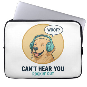 Housse Pour Ordinateur Portable Golden Retriever drôle avec casque audio