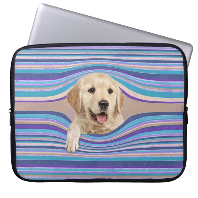 Housse Pour Ordinateur Portable Golden Retriever In Stripes (Devant)