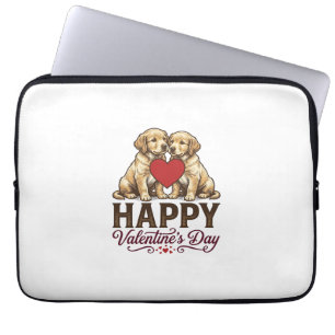 Housse Pour Ordinateur Portable Golden Retriever Joyeuse Saint-Valentin