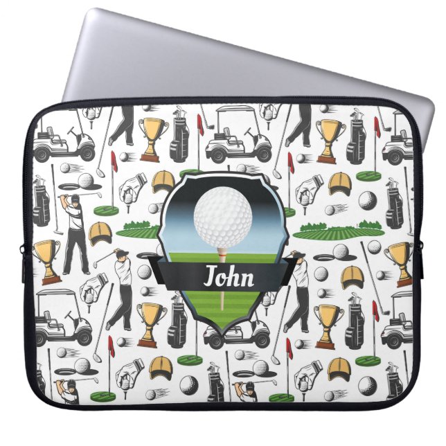 Housse Pour Ordinateur Portable Golfeur Monogramme (Devant)