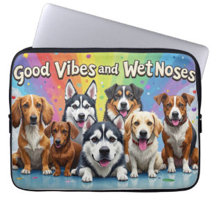 Housse Pour Ordinateur Portable Good Vibes et nez mouillé Jouer des doodles