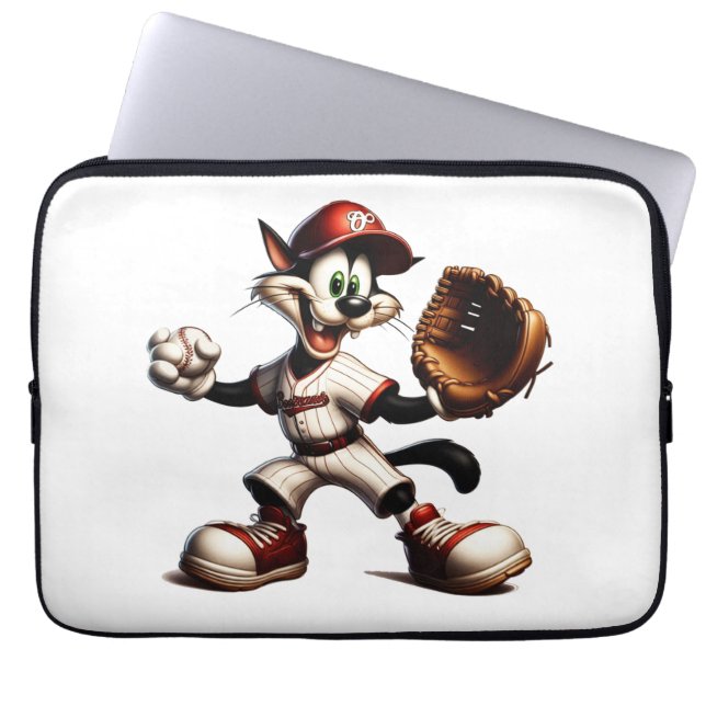 Housse Pour Ordinateur Portable Goofy Cat Baseball Pitcher Monte (Devant)