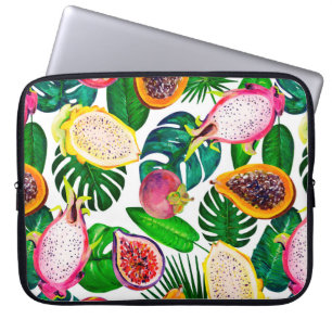 Housse Pour Ordinateur Portable Gouache motif sans faille avec feuilles tropicaux