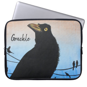 Housse Pour Ordinateur Portable Grackle Austin Texas Black Bird Wildlife Custom