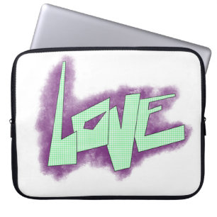 Housse Pour Ordinateur Portable graffiti d'amour violet vert menthe typographie po